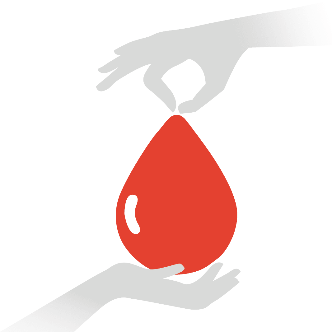 Hands holding blood drop